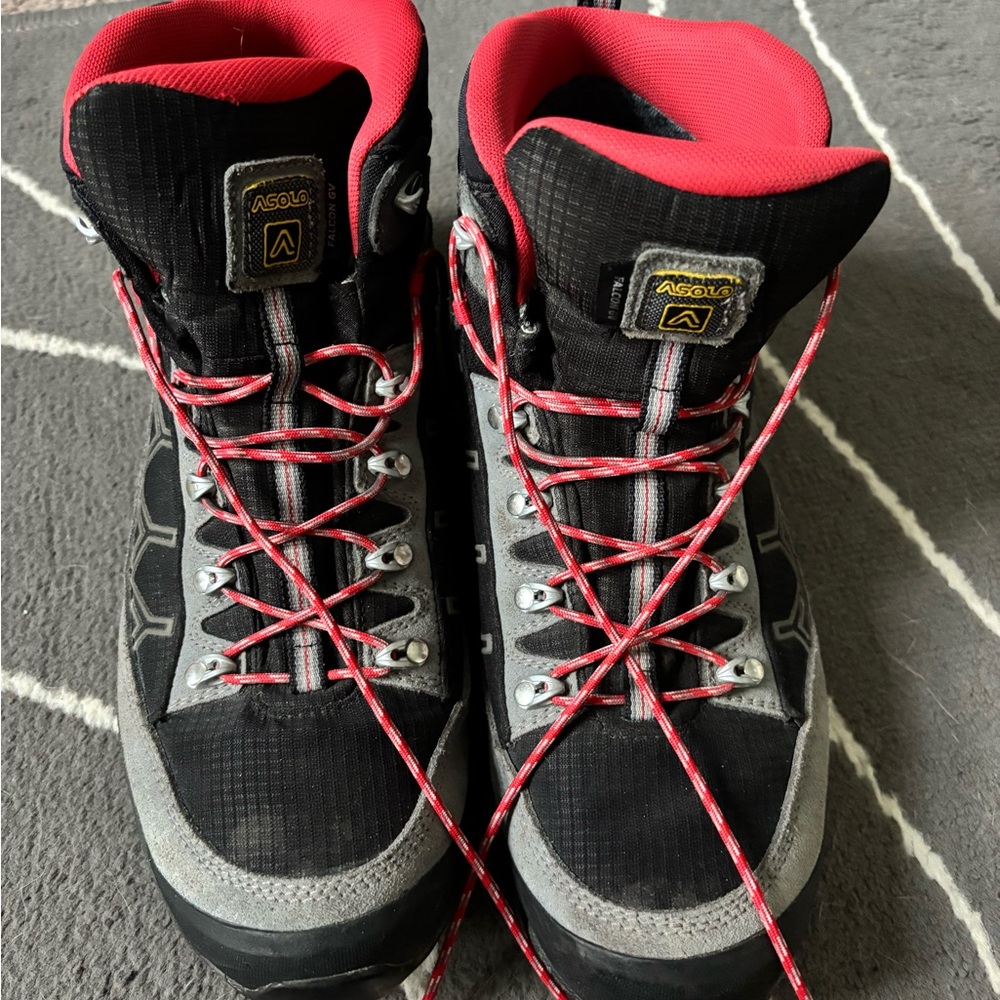 Asolo Black Hiking Boots with Red Accents